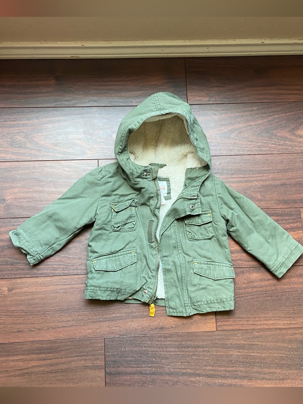 12mo GREEN HOODED JACKET ZIP VELCRO SNAP CLOSURE OPTIONS